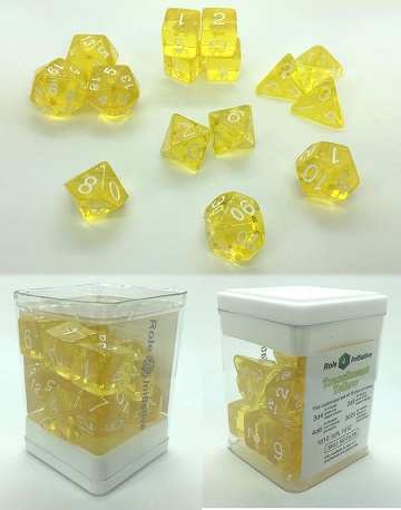 Role 4 Initiative: Polyhedral 15 Dice Set: TRANSLUCENT YELLOW 