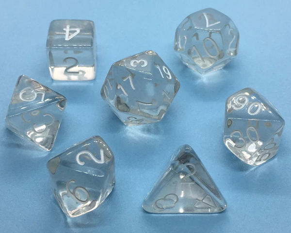 Role 4 Initiative: Polyhedral 15 Dice Set: Translucent Clear  