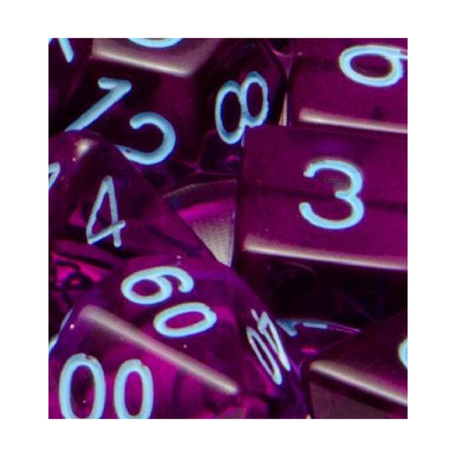 Role 4 Initiative: Polyhedral 15 Dice Set: Translucent Dark Purple with Light Blue  