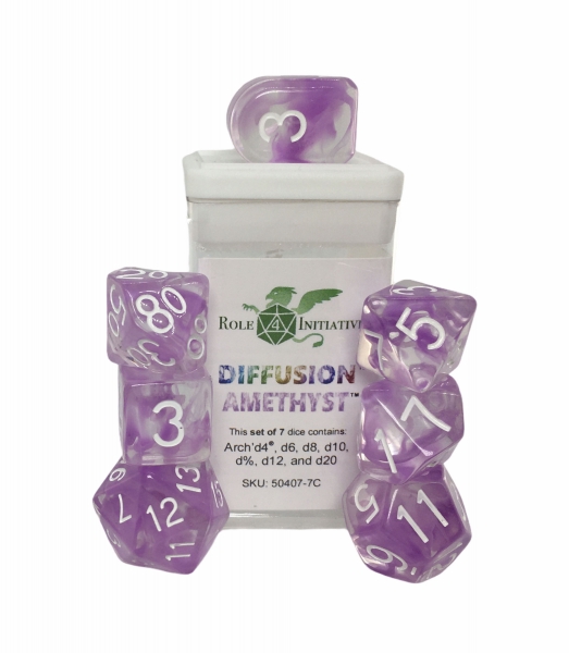 Role 4 Initiative: Polyhedral 7 Dice Set: Diffusion Amethyst (Arch D4) 