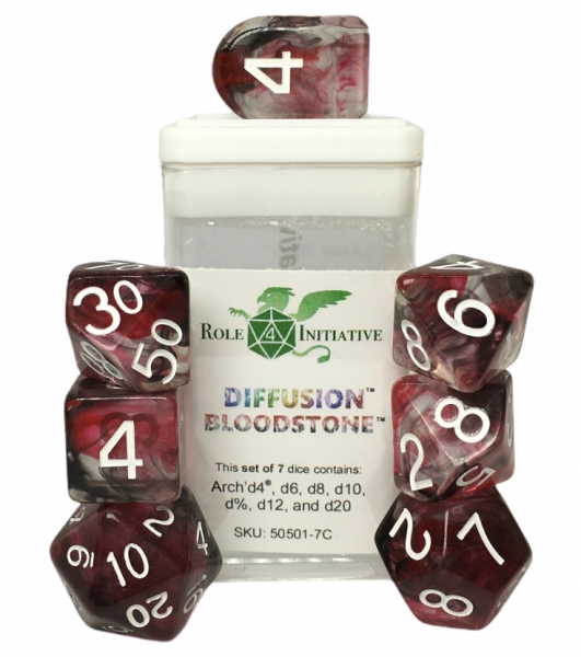 Role 4 Initiative Polyhedral 7 Dice Set: Diffusion Bloodstone [Arch/ Balanced] 
