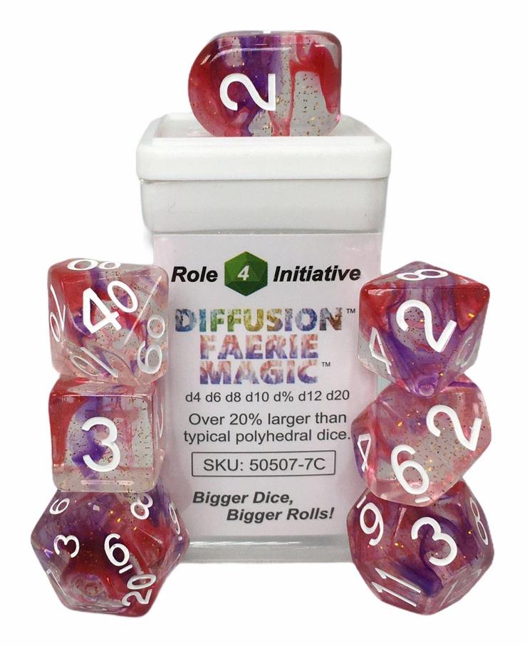 Role 4 Initiative Polyhedral 7 Dice Set: Diffusion Dragons Hoard [Arch/ Balanced]  