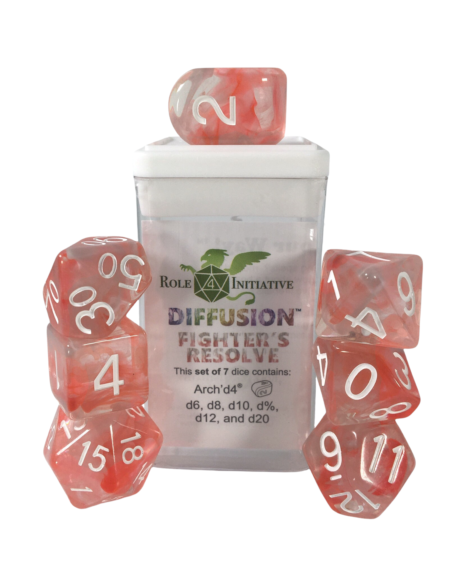 Role 4 Initiative Polyhedral 7 Dice Set: Diffusion Fighters Resolve [Arch/ Balanced] 