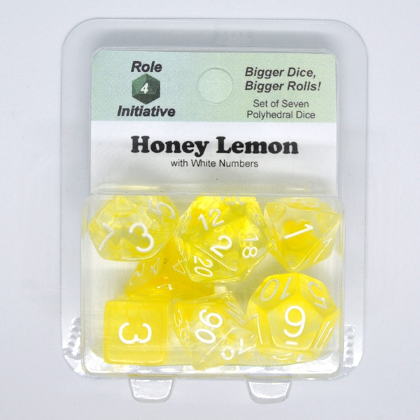 Role 4 Initiative Polyhedral 7 Dice Set: Diffusion Honey Lemon 