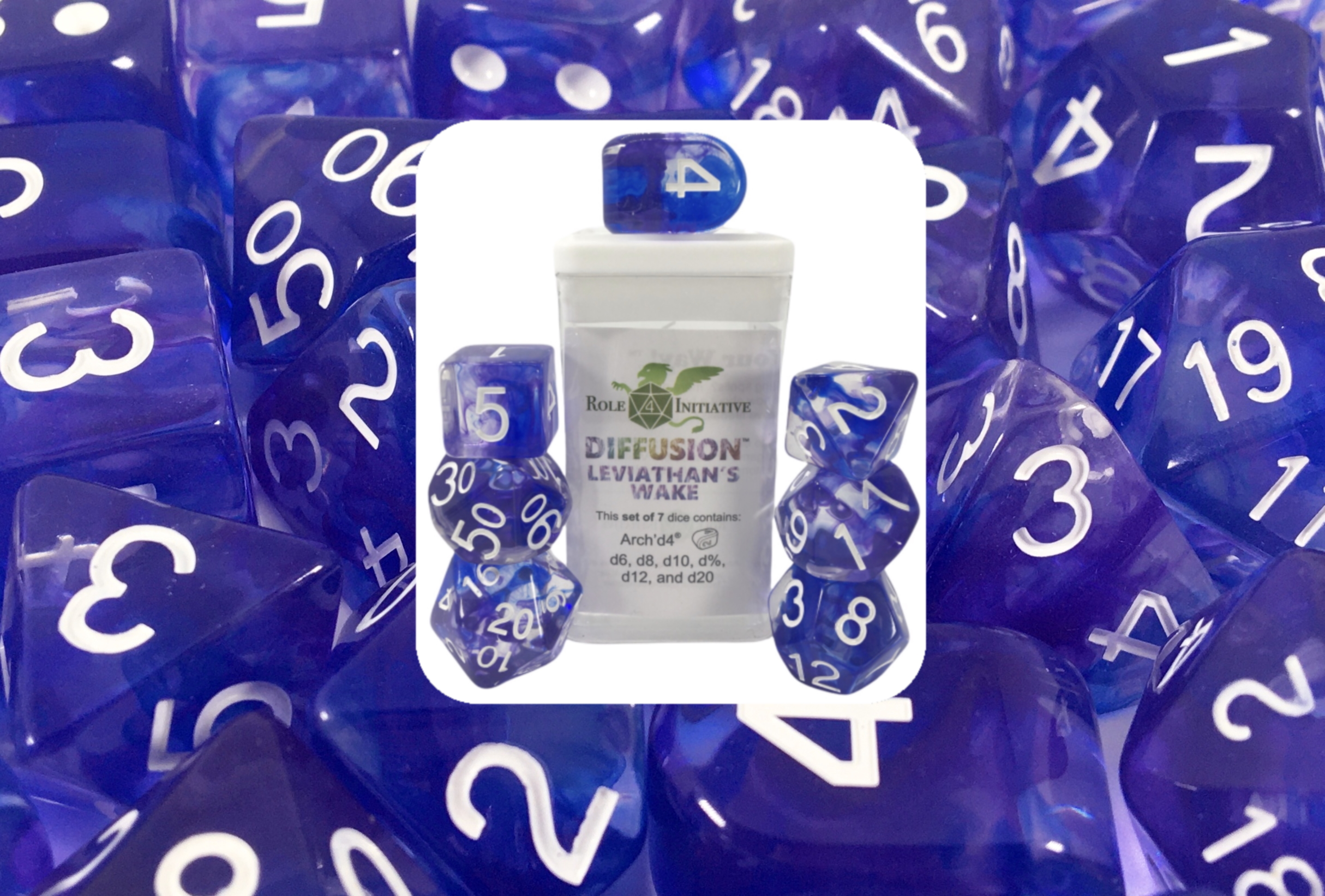 Role 4 Initiative Polyhedral 7 Dice Set: Diffusion Leviathans Wake [Arch/ Balanced] 
