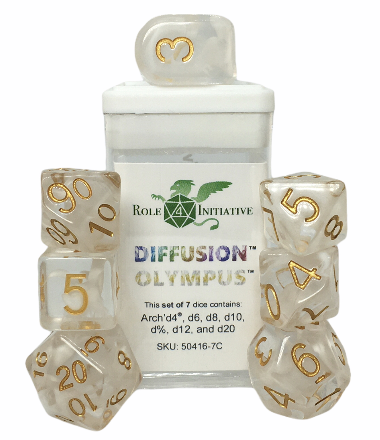 Role 4 Initiative: Polyhedral 7 Dice Set: Diffusion Olympus (Arch D4) 