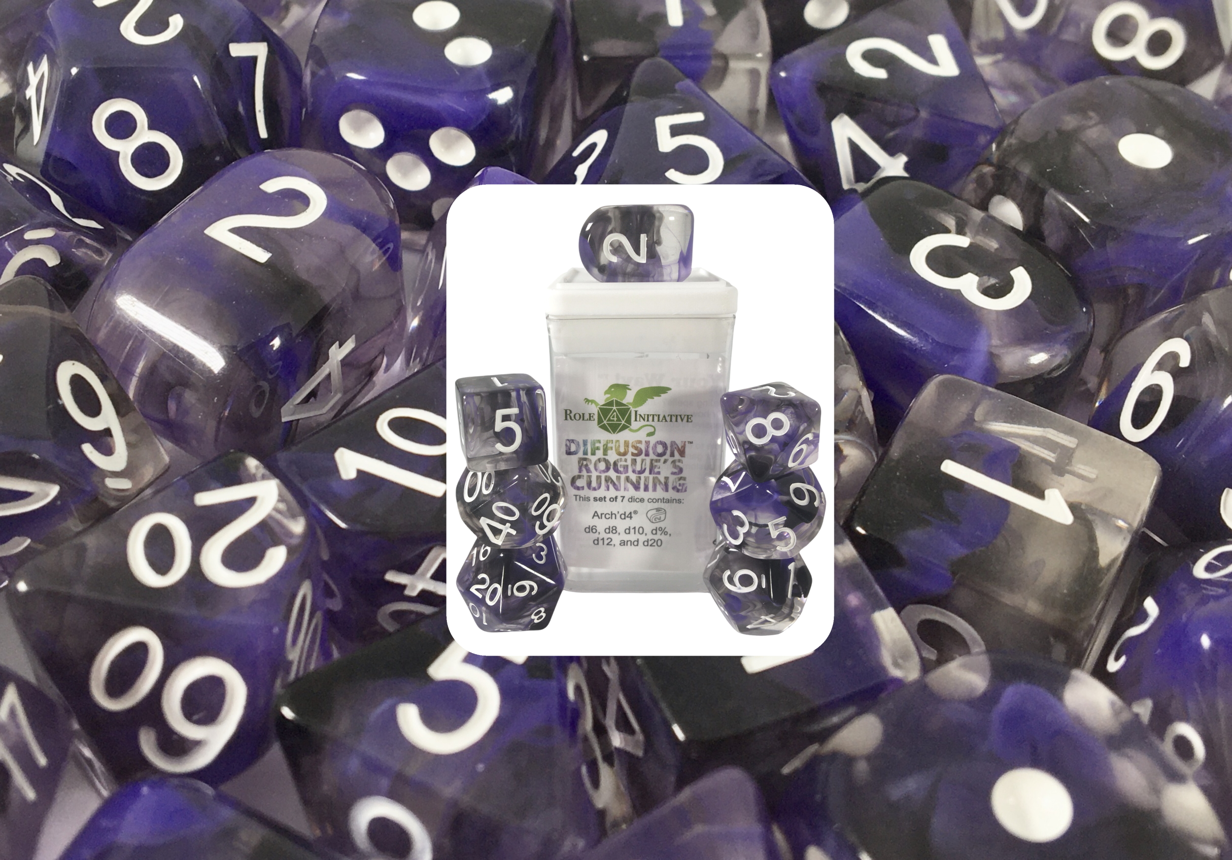 Role 4 Initiative Polyhedral 7 Dice Set: Diffusion Rogues Cunning [Arch/ Balanced] 