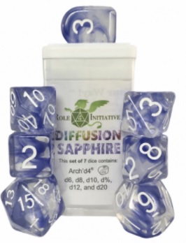 Role 4 Initiative Polyhedral 7 Dice Set: Diffusion Sapphire [Arch/ Balanced] 