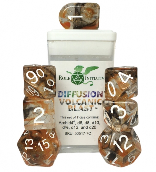 Role 4 Initiative Polyhedral 7 Dice Set: Diffusion Volcanic Blast [Arch/ Balanced] 