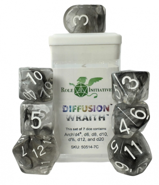 Role 4 Initiative Polyhedral 7 Dice Set: Diffusion Wraith Dice [Arch/ Balanced] 