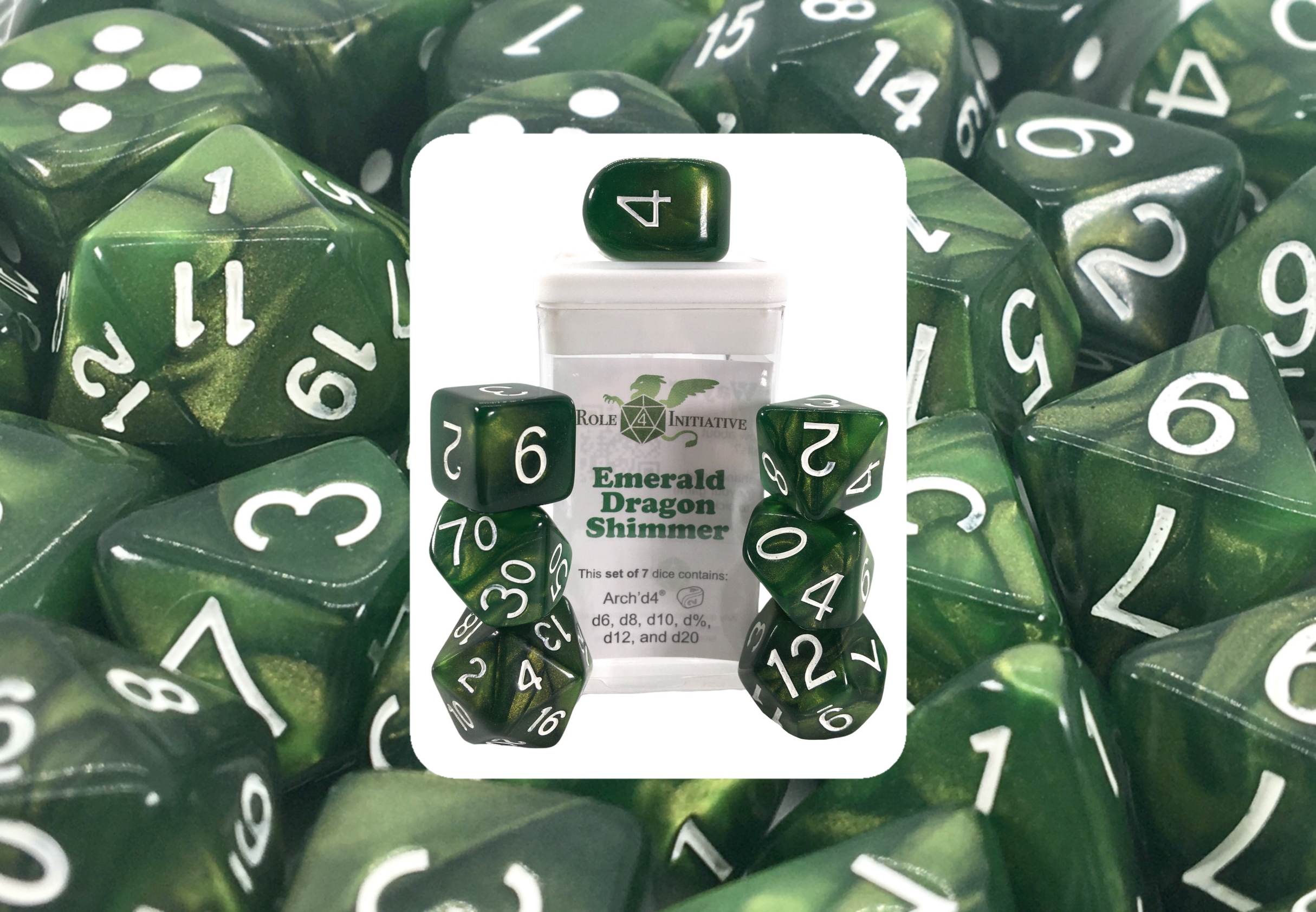 Role 4 Initiative: Polyhedral 7 Dice Set: Sea Dragon Shimmer (Arch D4) 