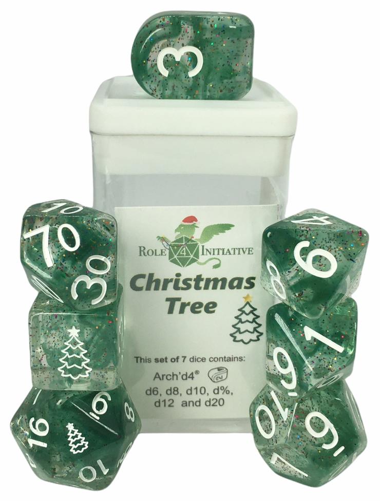 Role 4 Initiative Polyhedral 7 Dice Set: Holi-Dice Christmas Tree 