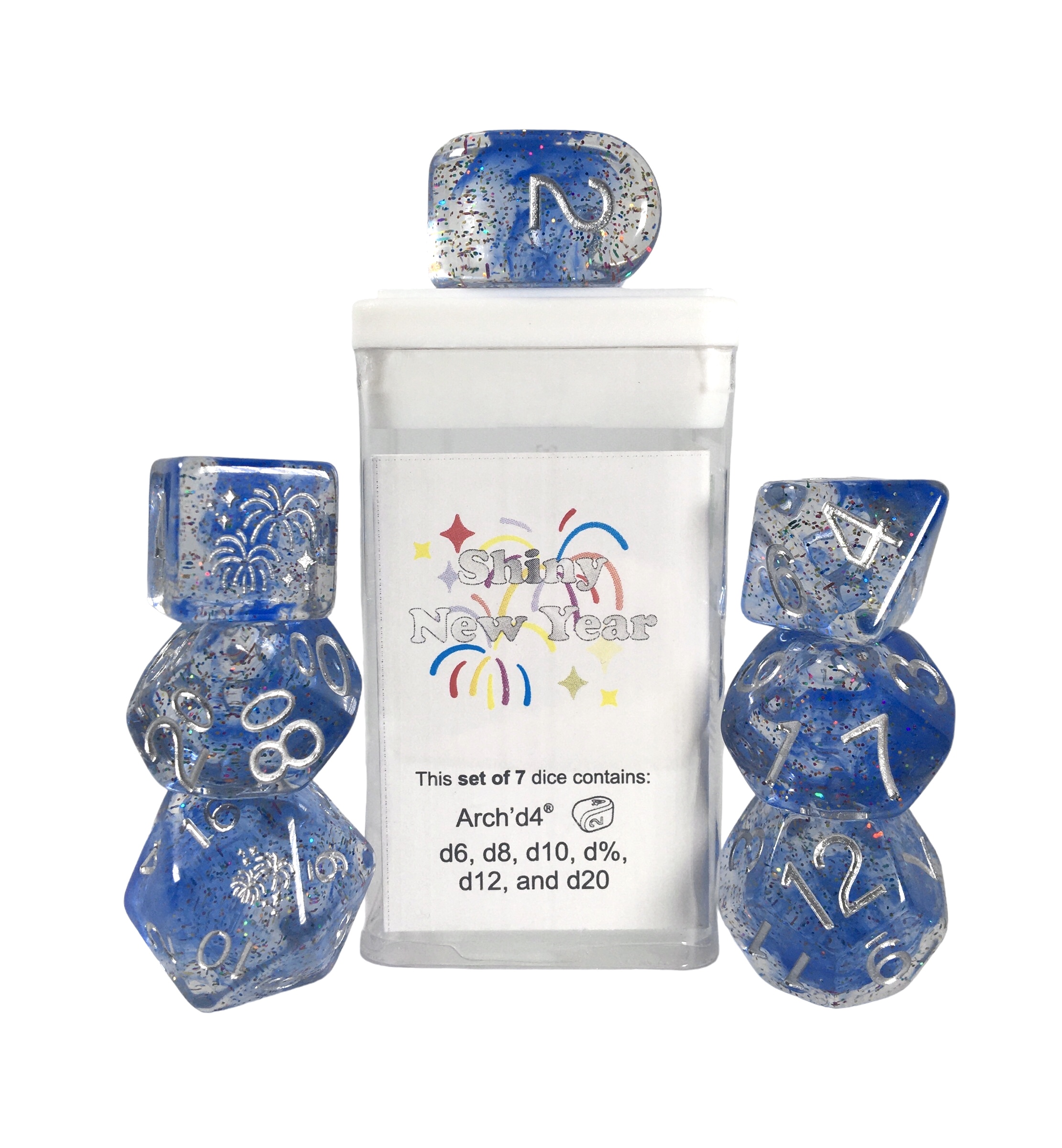 Role 4 Initiative: Polyhedral 7 Dice Set: Shiny New Year Arch D4 