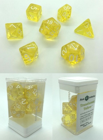 Role 4 Initiative Polyhedral 7 Dice Set: TRANSLUCENT YELLOW 