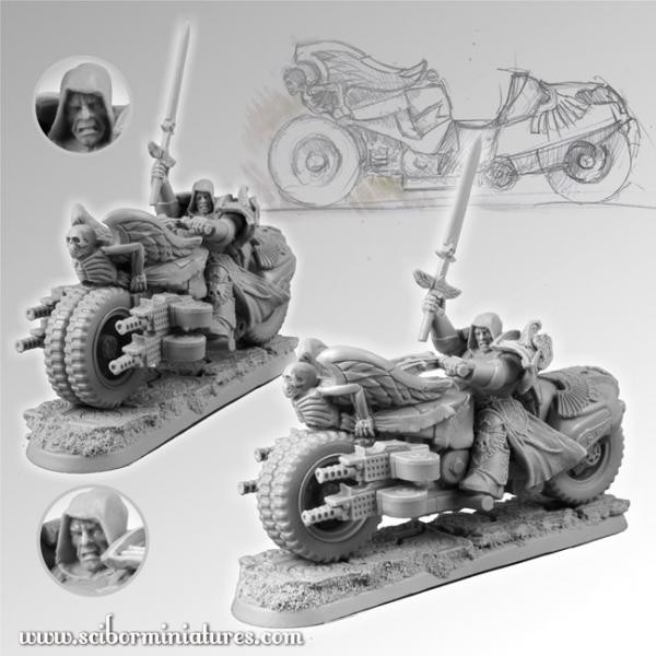 Scibor Monstrous Miniatures:  SF Angel Knight Motorcycle 