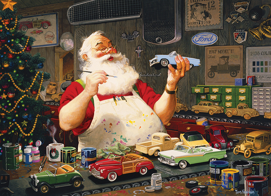 Cobble Hill Puzzles (1000): Santa Painting Cars 