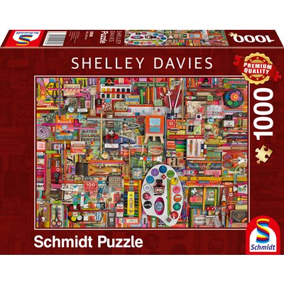 Schmidt Spiele Puzzles (1000): Shelly Davies: Vintage Artists Materials (DAMAGED) 