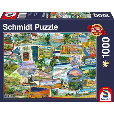 Schmidt Spiele Puzzles (1000): Travel Stickers (DAMAGED) 