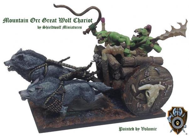 Shieldwolf Miniatures: Mountain Orcs Great Wolf Chariot 