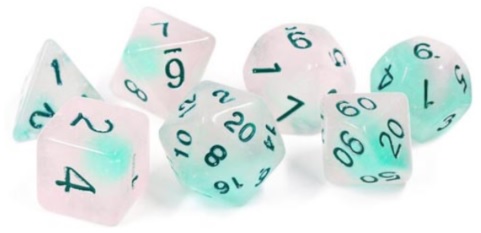 Sirius Dice 7 Die Set: GLOW-IN-THE-DARK: FROSTED GLOWWORM 