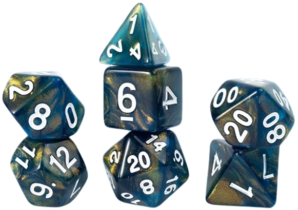 Sirius Dice 7 Die Set: Gaming Treasures: Unearthed Onyx 