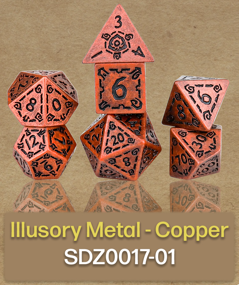 Sirius Dice 7 Die Set: Illusory Metal: Copper 