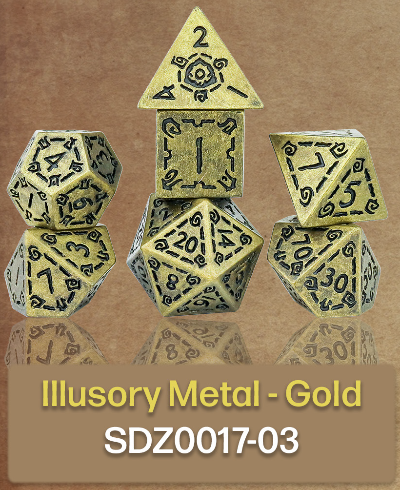 Sirius Dice 7 Die Set: Illusory Metal: Gold 