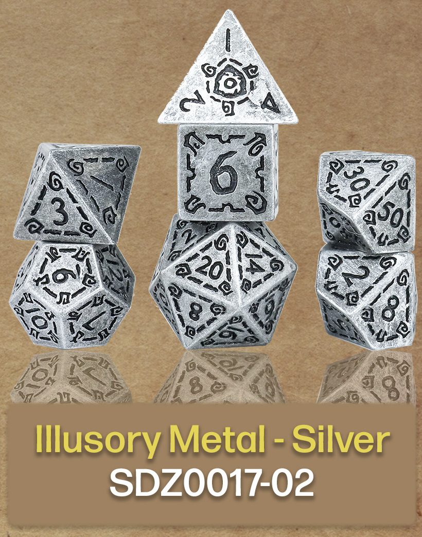 Sirius Dice 7 Die Set: Illusory Metal: Silver 
