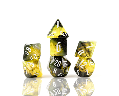 Sirius Dice 7 Die Set: NEBULA POISON BLACK W/ GREEN 