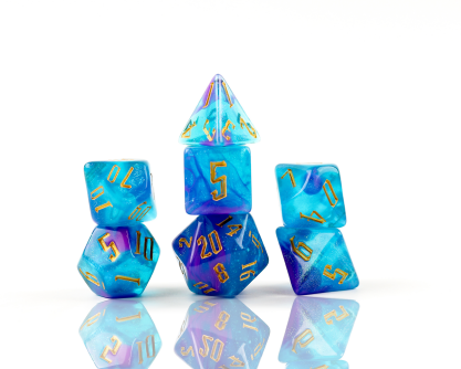 Sirius Dice 7 Die Set: Nebula Cerulean Blue w/Purple 