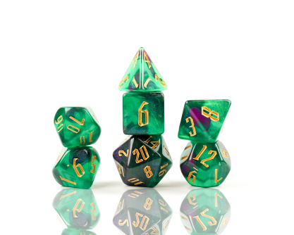 Sirius Dice 7 Die Set: Nebula Skybox Green w/Black 