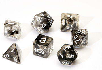 Sirius Dice 7 Die Set: Translucent Black Cloud Resin 