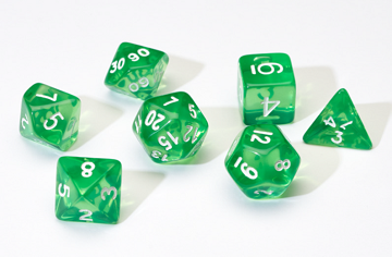 Sirius Dice 7 Die Set: Translucent Green Resin 