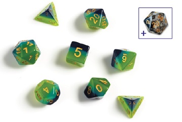 Sirius Dice 7 Die Set: Translucent Green and Blue 