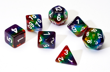 Sirius Dice 7 Die Set: Translucent Rainbow Cloud Resin 