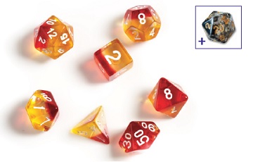 Sirius Dice 7 Die Set: Translucent Yellow and Red 