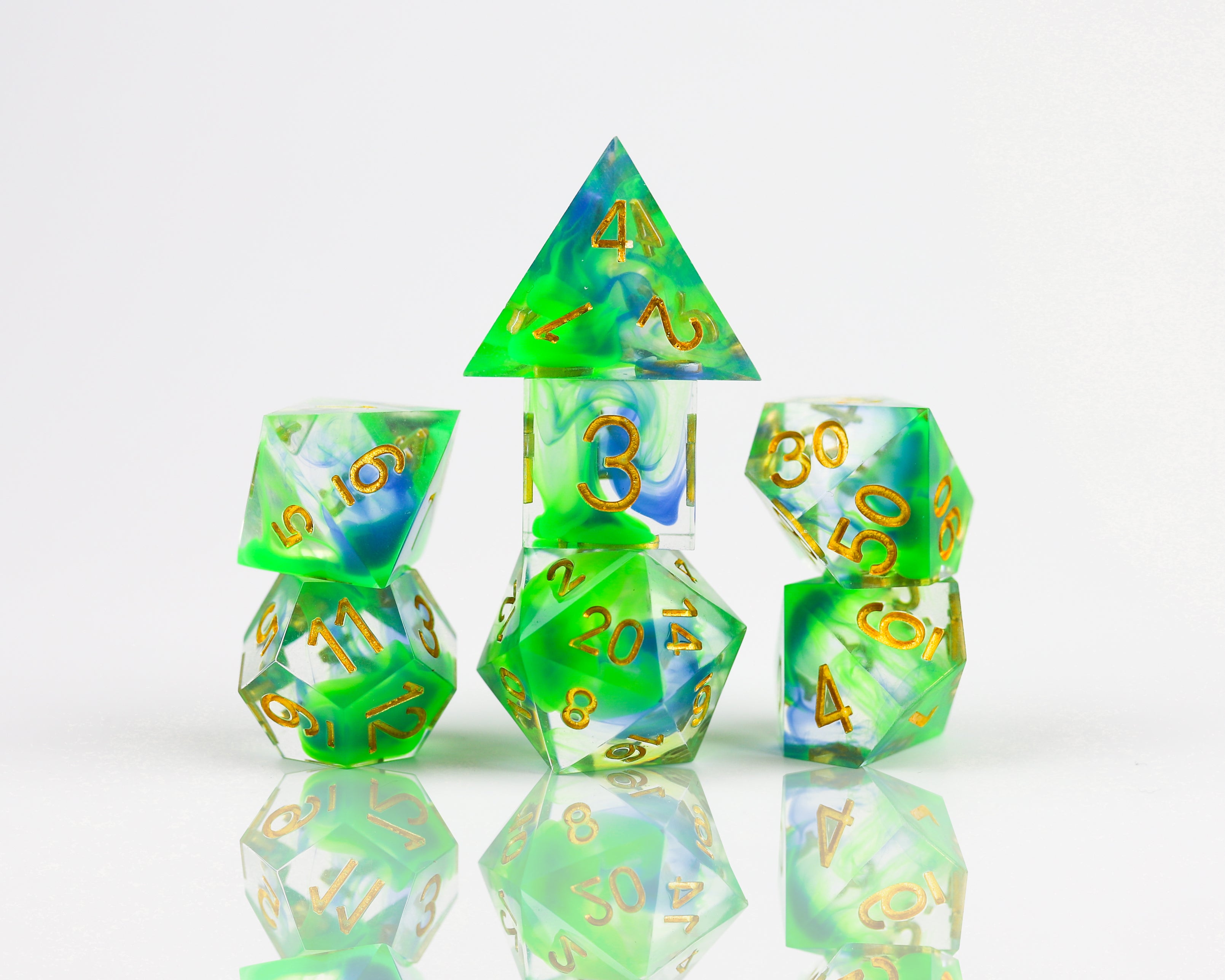Sirius Dice: Sharp Edged: 7 Die Set: Cyprus 