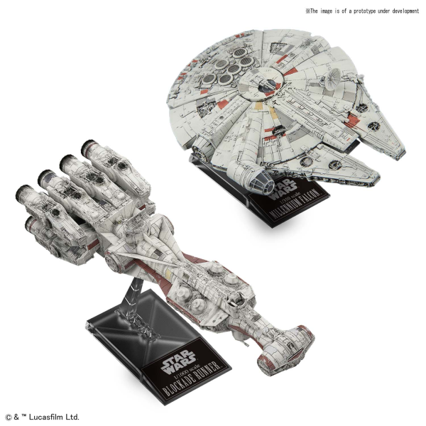 Star Wars Bandai Model Kit: 1/1000 BLOCKADE RUNNER & 1/350 MILLENNIUM FALCON 