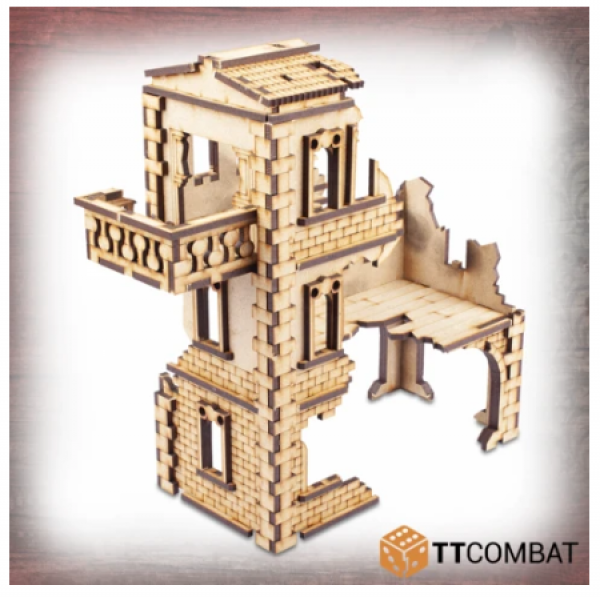 TT Combat Terrain: Streets of Venice- Ruined Modular Casa Balcone Simona 