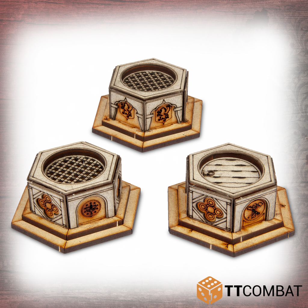 TT Combat Terrain: Streets of Venice- Venetian Hexagonal Wells 