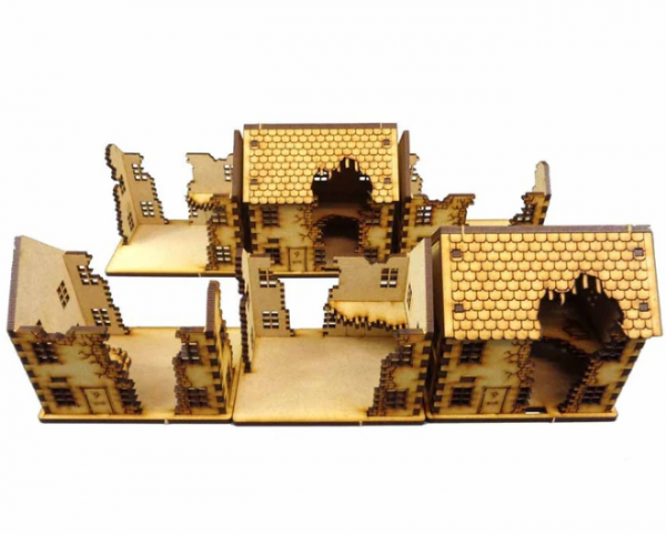 TT Combat Terrain: World War Scenics - Ruined Town House Set (15mm) 