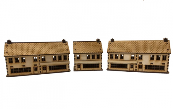 TT Combat Terrain: World War Scenics - Shops Set (15mm) 