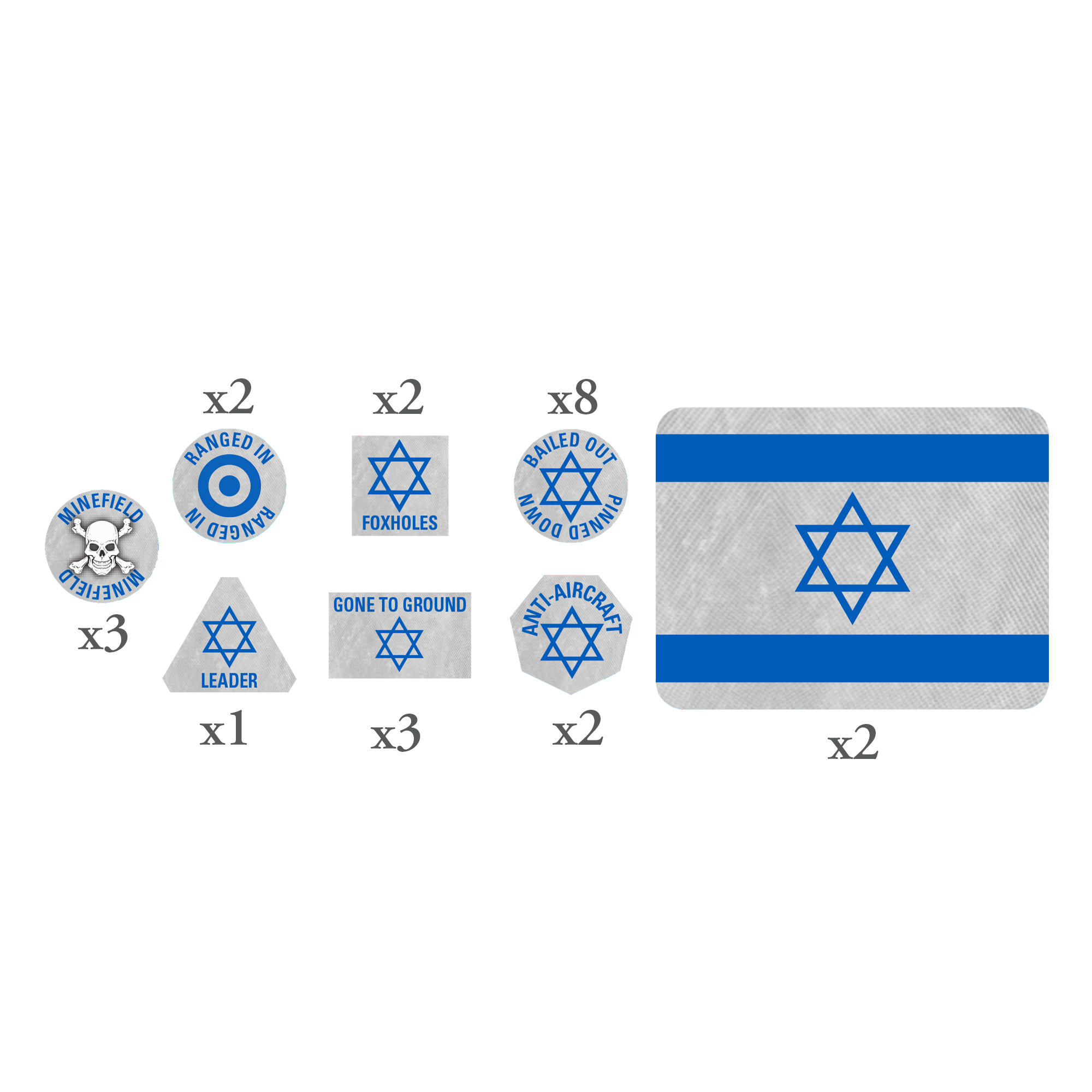 Team Yankee: WWIII: Israeli: Token Set (x20 Tokens, x2 Objectives) 