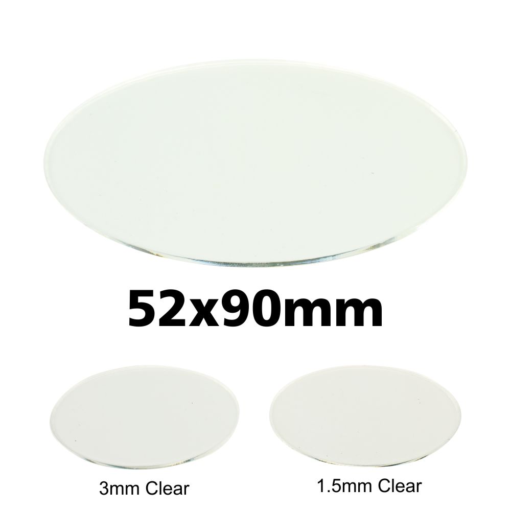 Transparent Bases: Oval 52x90mm (1.5mm Thick): 3 Pack 