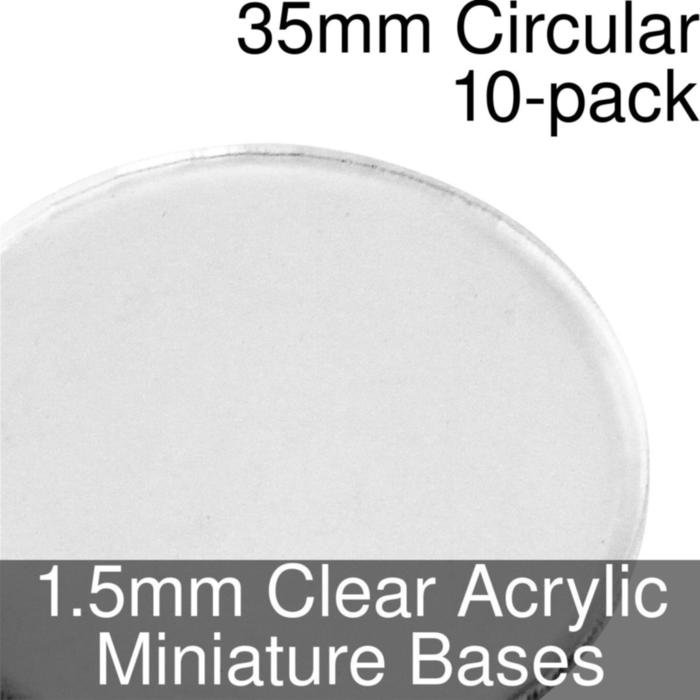 Transparent Bases: Round 35mm (1.5mm Thick): 10 Pack 