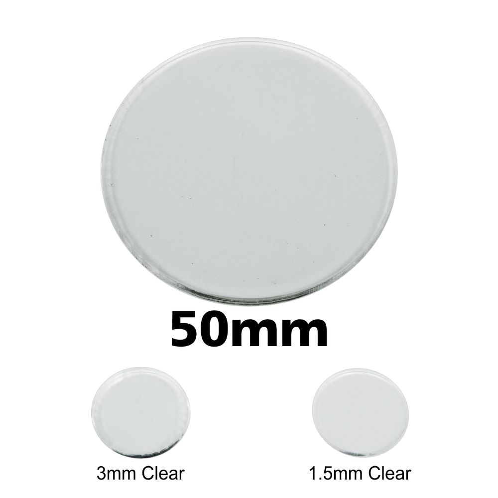 Transparent Bases: Round 50mm (1.5mm Thick): 100 Pack 