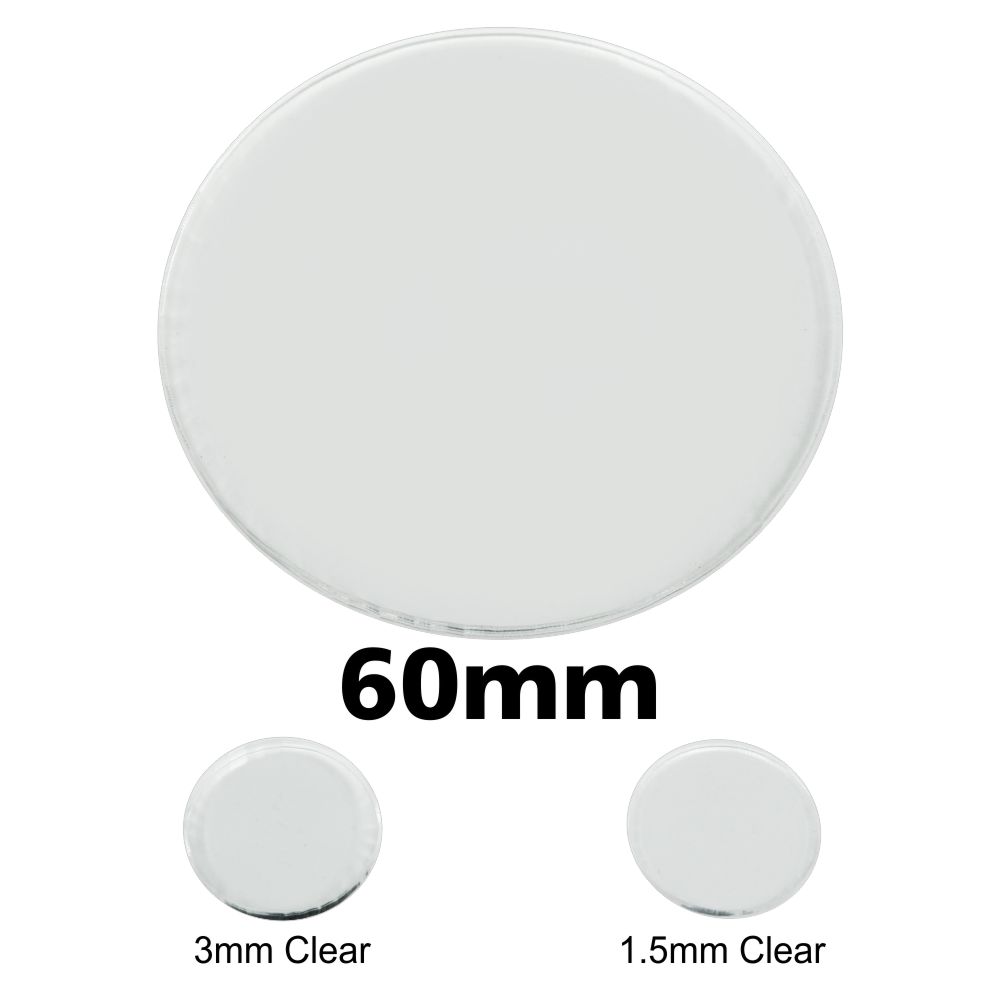 Transparent Bases: Round 60mm (1.5mm Thick): 100 Pack 