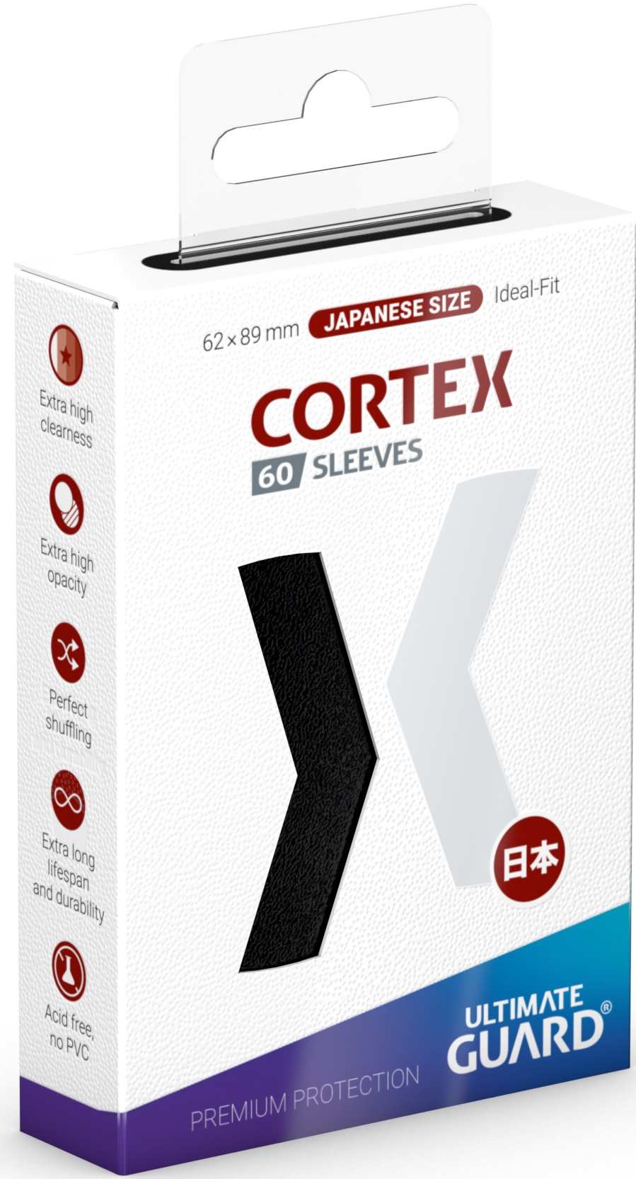 Ultimate Guard: Cortex Japanese Glossy Sleeves: Black (60ct) 