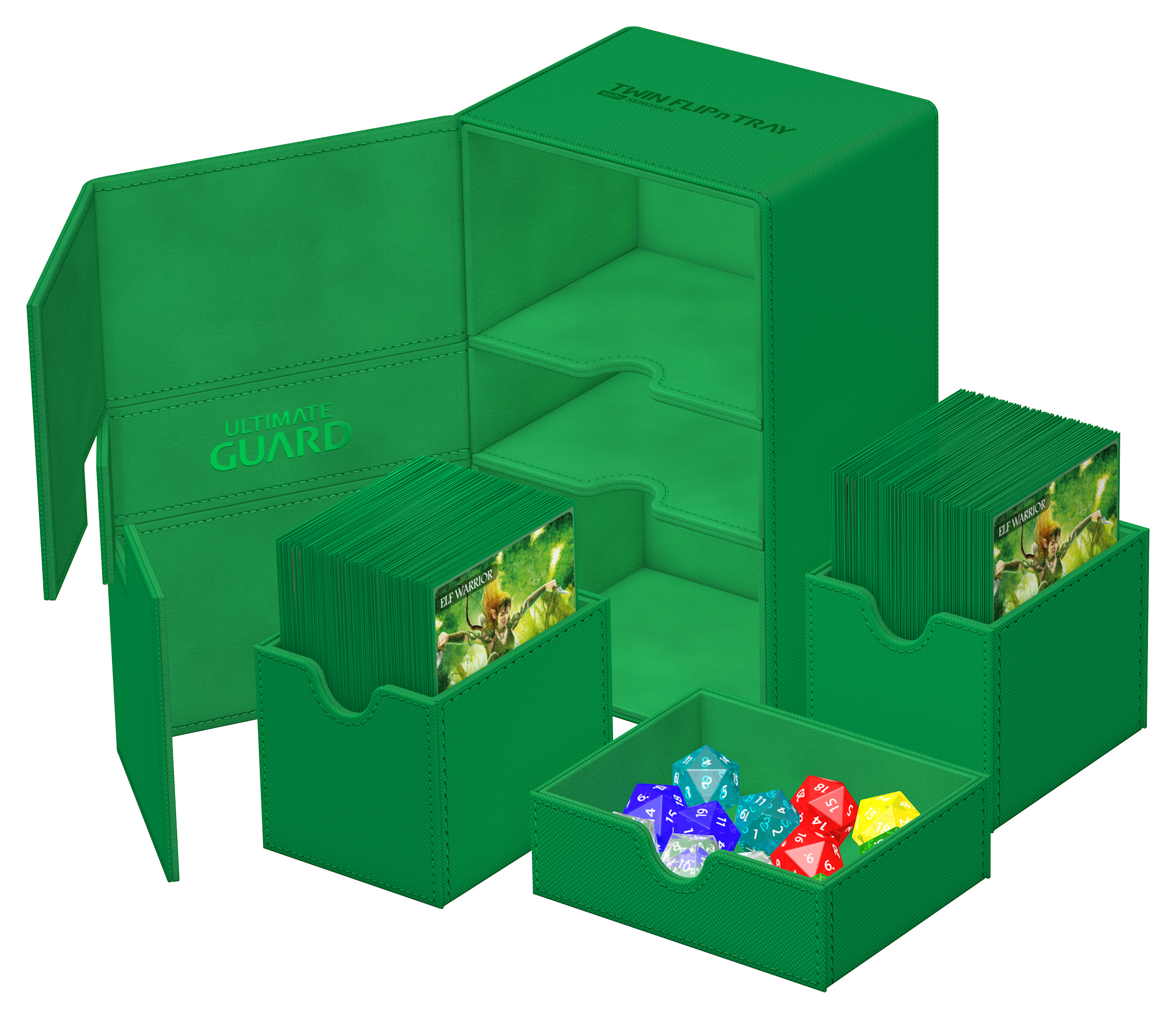 Ultimate Guard: Twin Flip N Tray 160+ Deck Case: Xenoskin Monocolor: Green 
