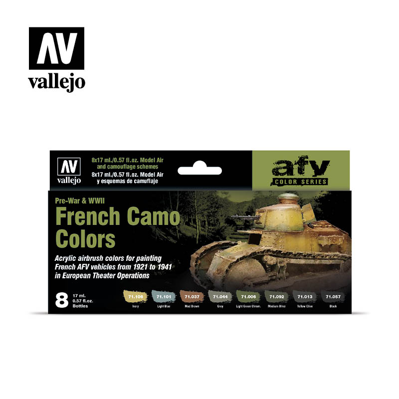 Vallejo 71644: AFV COLOR FRENCH CAMO COLORS PRE-WAR/WWII 